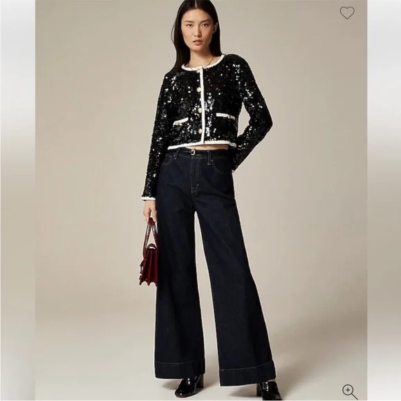 NWT J. Crew Sequin Lady Jacket Blazer Black White Size M - Picture 2 of 11